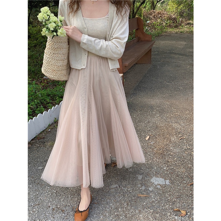 Chân Váy Chữ a Lưng Cao Phối Lưới Thời Trang Cho Nữ 49259