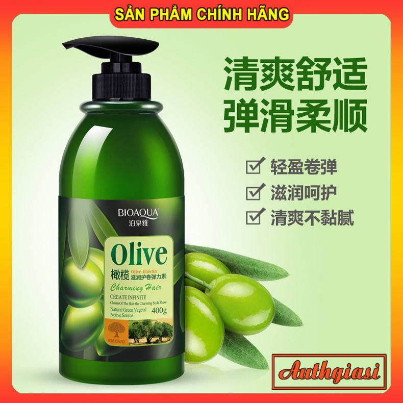 Siêu phẩm 4 BƯỚC dưỡng tóc Bioaqua Olive Gel bóp giữ nếp tóc xoăn dầu gội ủ xả dưỡng