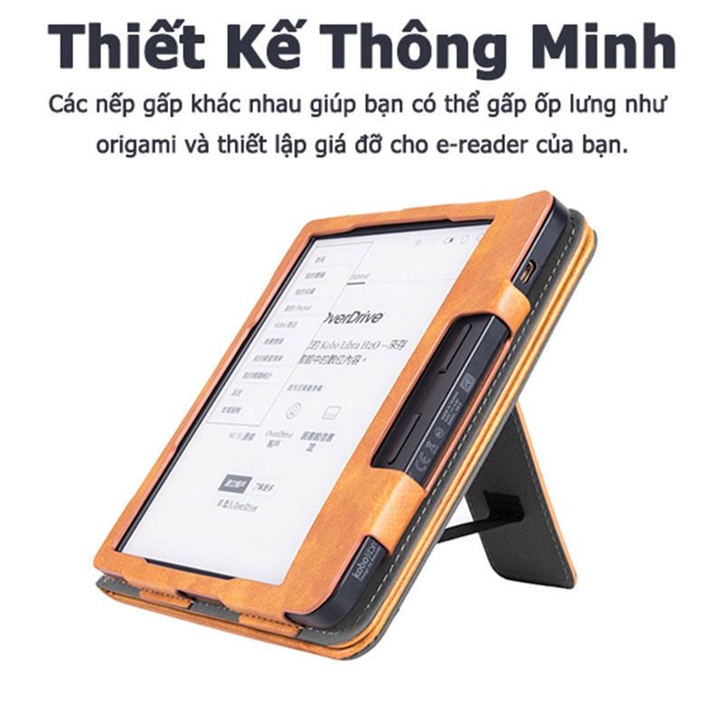 Miimall Bao Da PU Kobo Libra 2 Nắp Lật Nam Châm Có Ngăn Đựng Thẻ Cho Kobo Libra 2 7 Inch Kobo Libra 2 2021