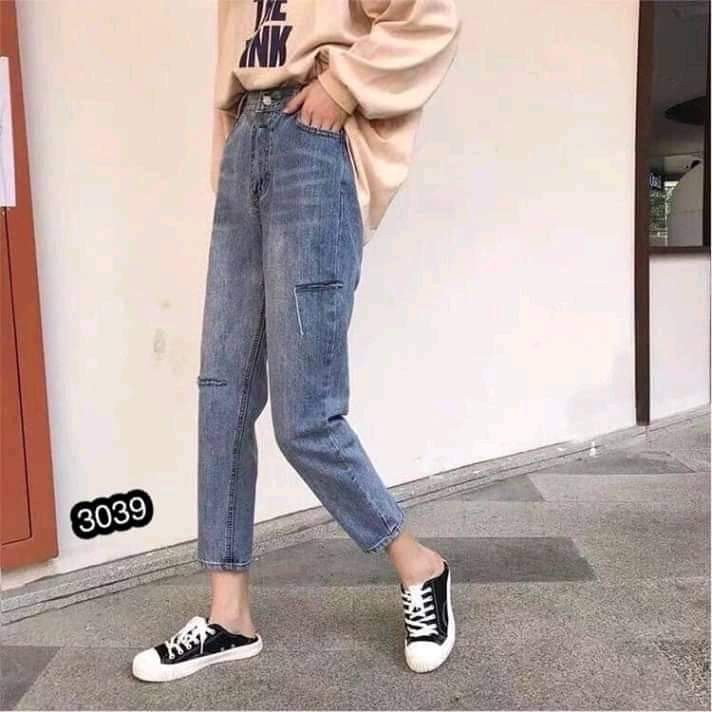 QUẦN BAGGY JEAN CAO CẤP BABO RÁCH GỐI PHẢI BE TRÁI CAO CỰC HOT-NL12358