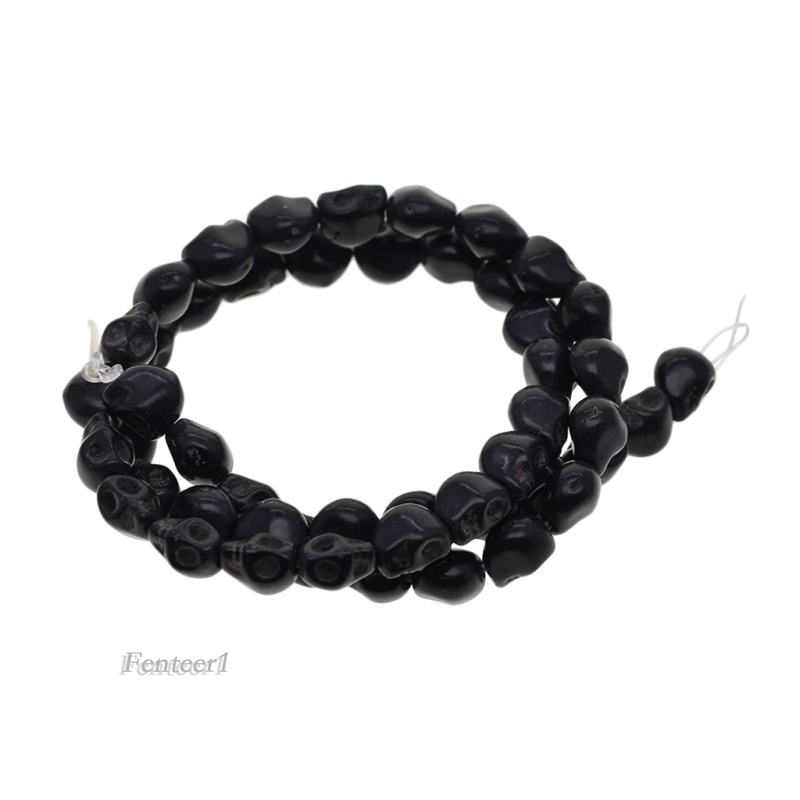 Chuỗi 52 hạt hình đầu lâu 8x6mm dài 40cm phong cách Halloween