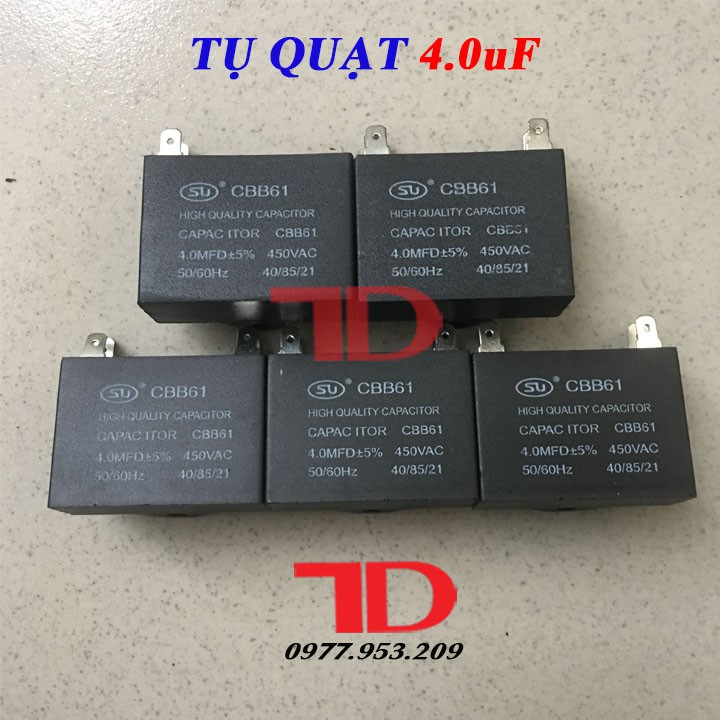 Combo 5 tụ Quạt 4.0uF, CAPA QUẠT 4.0