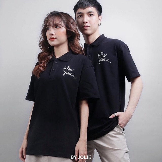 Áo polo unisex "Follow Your Heart" Byjolie chất cotton thoáng mát | BigBuy360 - bigbuy360.vn