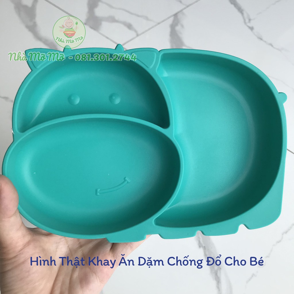 Khay Silicon Bò Sữa 3 Ngăn Có Đế Chống Lật Cho Bé Ăn Dặm - Nhà Mỡ