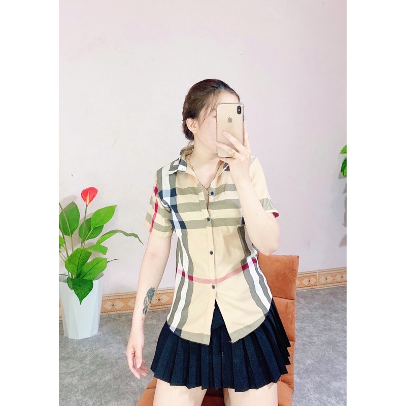 [ 4 MÀU ] ÁO SƠ MI KẺ BẮP TRƠN CỘC TAY