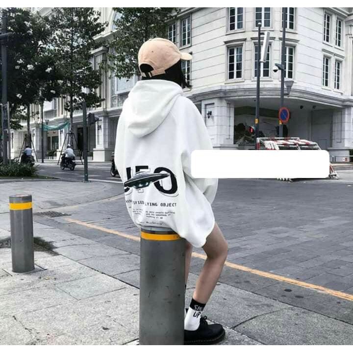 ÁO KHOÁC HOODIE NỈ NGOẠI chui UFO dây kéo UNISEX - ÁO NỈ MŨ UFO TRẮNG ĐEN IN VŨ TRỤ HOT