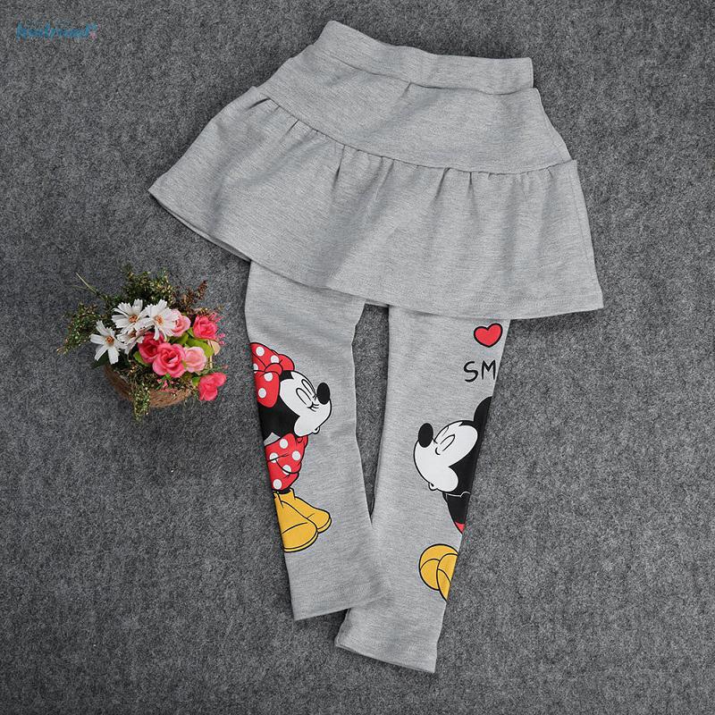 Quần legging liền chân váy cotton mềm mại họa tiết chuột Mickey/Minnie thời trang dành cho bé gái