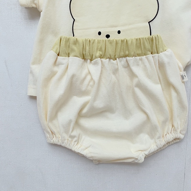 Quần áo trẻ em Bộ cộc gấu cotton style Hàn che bé trai bé gái_Hàng QCCC