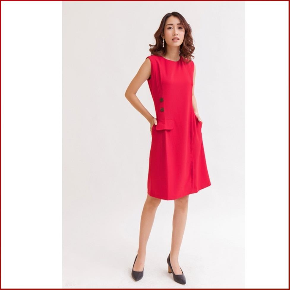 Đầm Chữ A Nữ COBI Váy Thiết Kế Nữ Cổ Tròn Không Tay Phối Nút Gỗ Màu Đỏ Mặc Đi Làm Đi Chơi Thời Trang Đẹp Nhiều Size | BigBuy360 - bigbuy360.vn