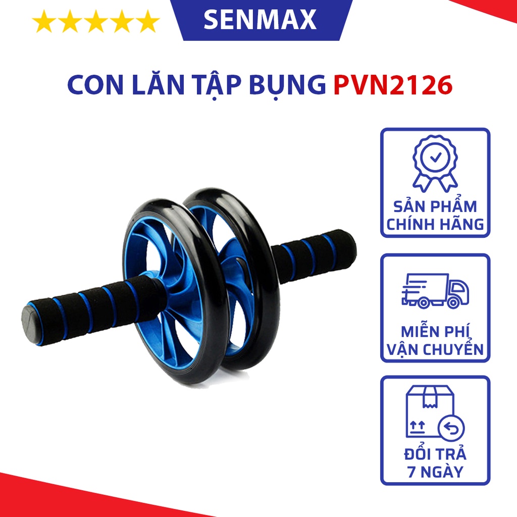 Con lăn tập bụng 2 bánh SENMAX PVN2126 hỗ trợ tập GYM tại nhà - tặng kèm thảm lót