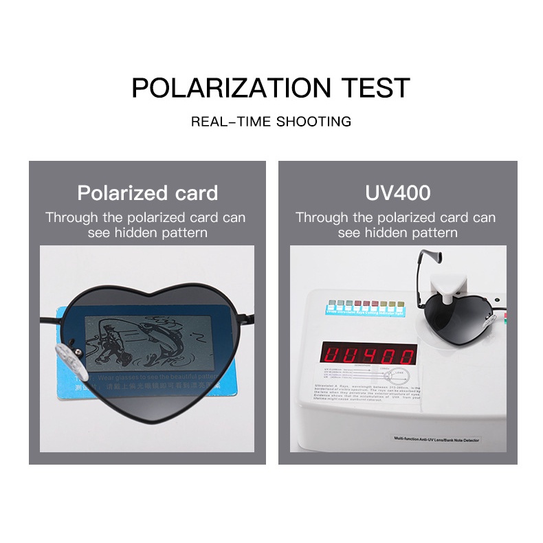 Kính Mát Phân Cực Gọng Kim Loại Hình Trái Tim Phong Cách Retro 8088