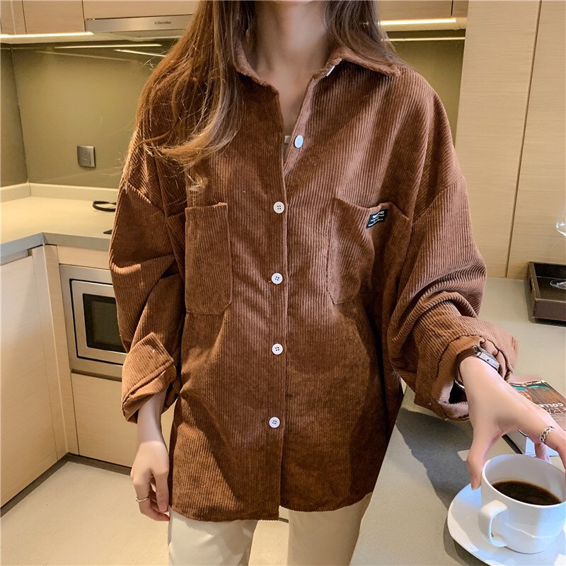 Áo Sơ Mi Nhung TĂM Unisex Form Rộng - Áo Sơ Mi Nam Nữ phong cách Ulzzang Hàn Quốc dáng rộng | WebRaoVat - webraovat.net.vn