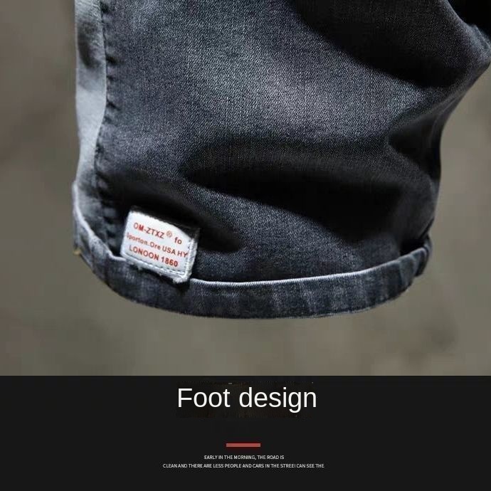 Quần short denim lưng thun co giãn phối dây rút phong cách Hàn Quốc thời trang cho nam