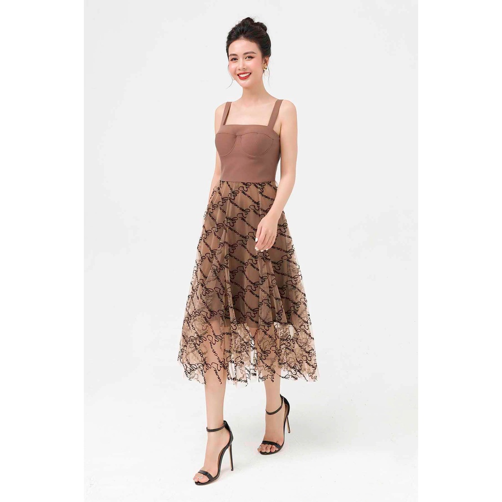 Đầm Dạ Hội SHE'S BACK Cúp Ngực Tùng Lưới Xòe S63L20Q063