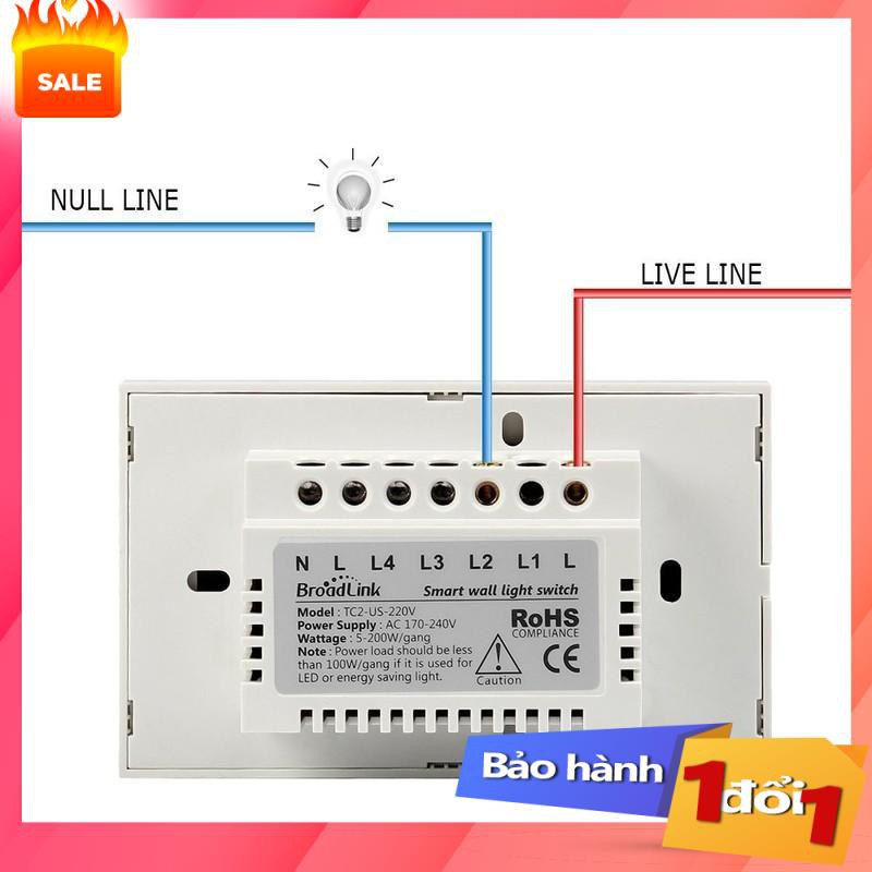 ✔️ Công tắc điện,Công tắc cảm ứng điều khiển từ xa Broadlink TC2 US mặt chữ nhật (3 Nút bấm)