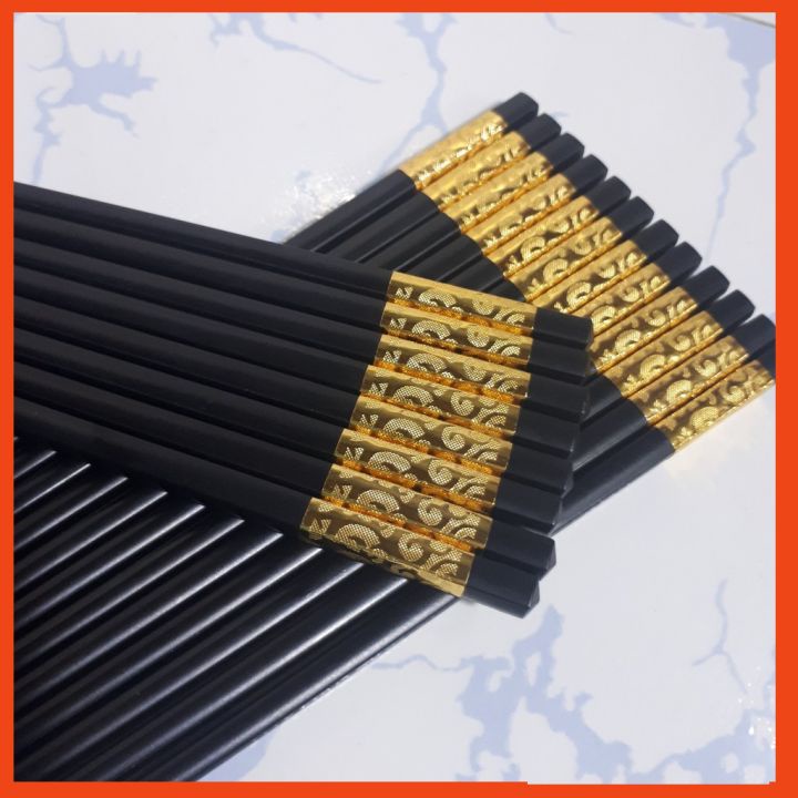 Đũa mạ vàng Nhật Bản bộ 10 đôi hiệu Kikkoman sang trọng chịu nhiệt chống mốc  BN