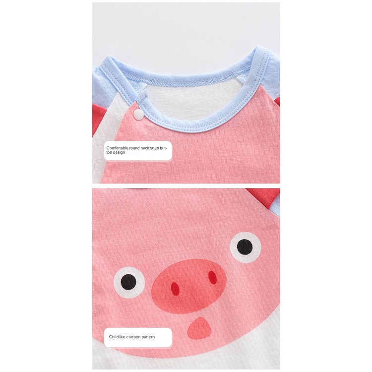 Bộ Áo Liền Quần Tay Ngắn Chất Liệu Cotton In Hình Gấu Trúc Hoạt Hình Dành Cho Bé Sơ Sinh 0-30 Tháng