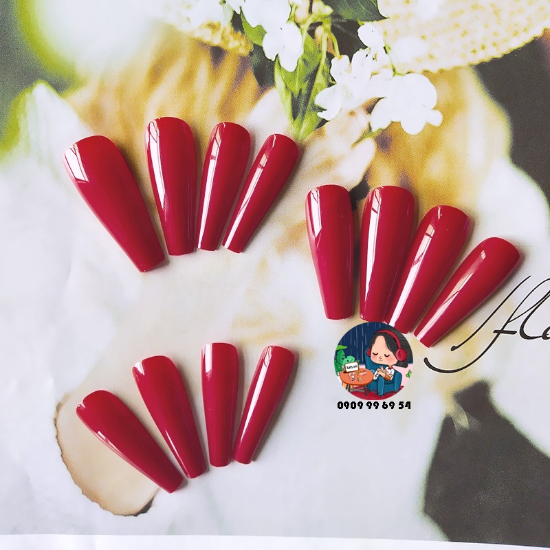 [ 1169 - 05 ĐỎ TÍA ] MÓNG CỨNG - SƠN BÓNG - Phom Thang Dài Xtra [Tặng Miếng Dán Và Dụng Cụ] Lẻ