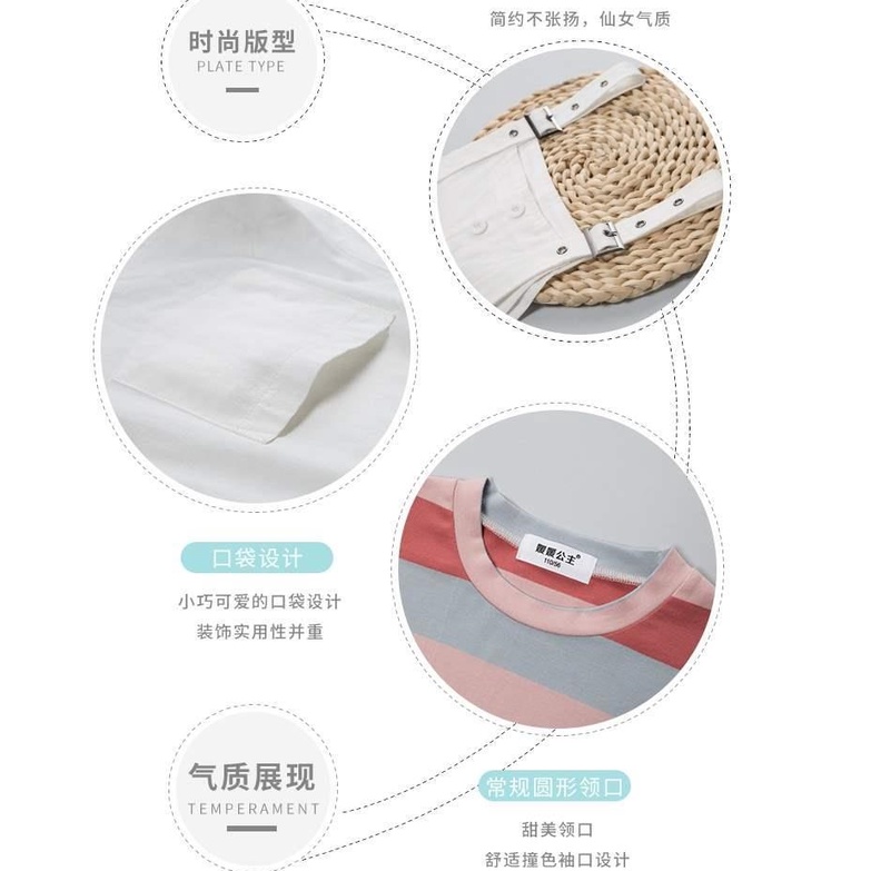 Bộ Áo Liền Quần 2 Món Thời Trang Hàn Quốc Cho Bé Gái 3-4 - 5-6 - 7-8 - 9-10 - 11-12 - 13 Tuổi
