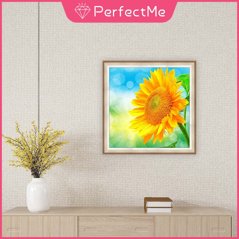 Bộ Tranh Đính Đá 5D Họa Tiết Hoa Hướng Dương Độc Đáo Kích Thước 30x30cm Trang Trí Nhà Cửa