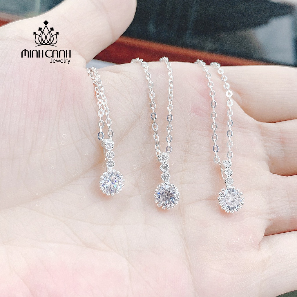 Dây Chuyền Bạc Nữ Minh Canh Jewelry Đá Tròn Treo