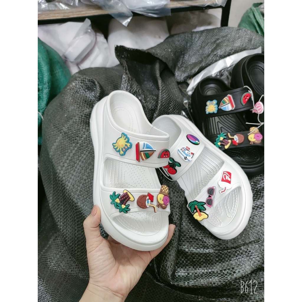 2615-Dép 2 QUAI ĐÚC, dép 2 quai đế dày 5cm gắn stiker đá siêu đáng yêu