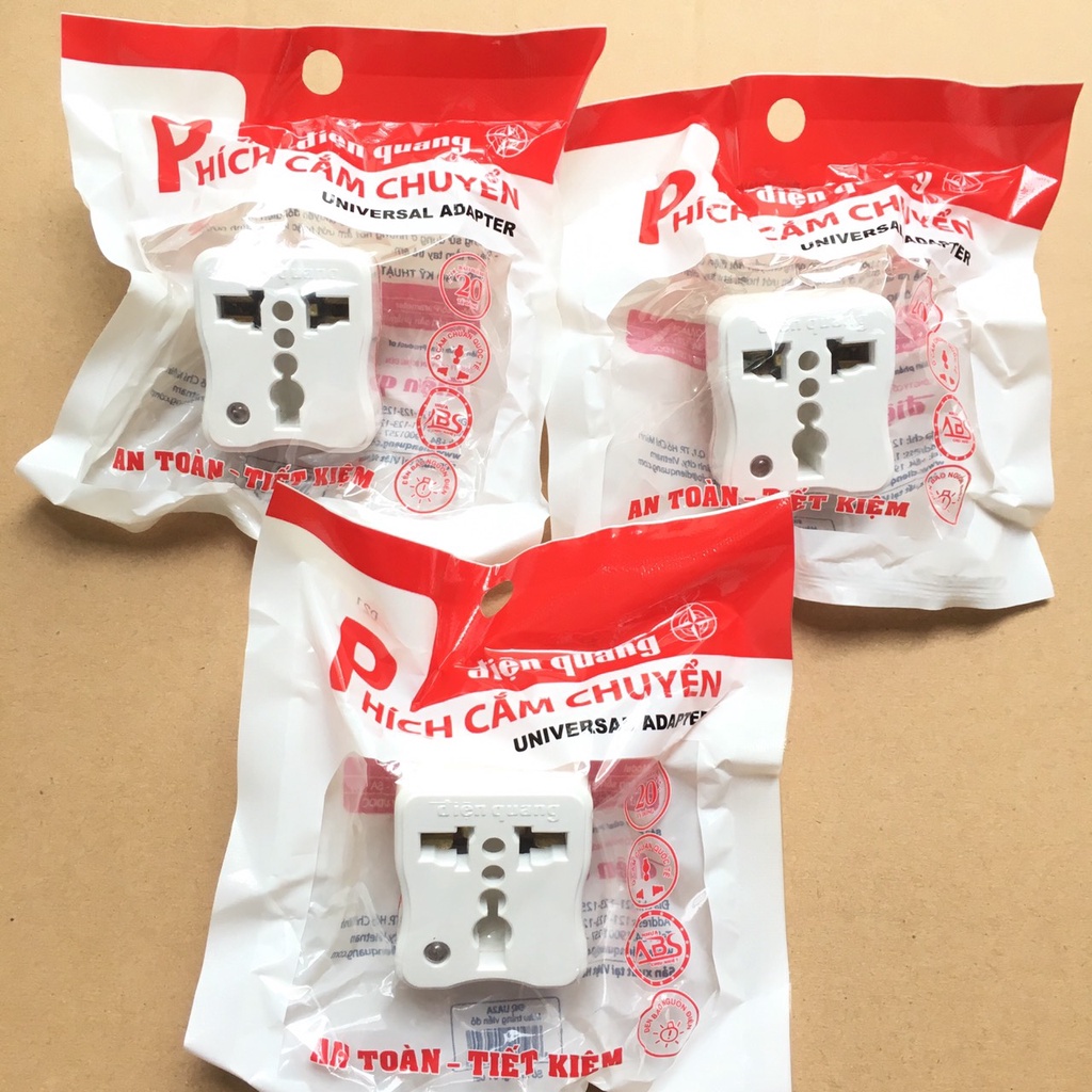 Phích cắm chuyển đổi Điện Quang đa năng từ 3 chân sang 2 chân, ổ cắm chuyển đổi đa năng , Đq UA2A
