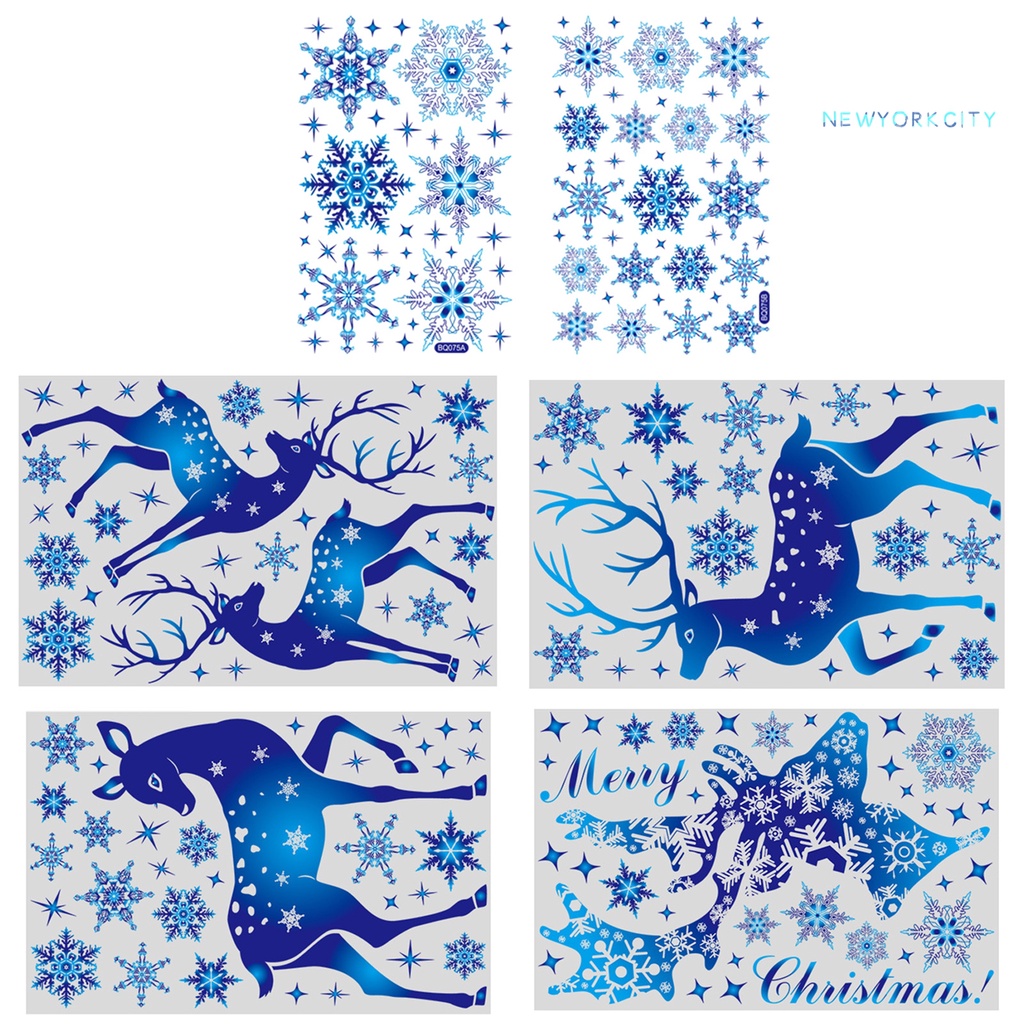 Sticker Dán Cửa Sổ Chống Tĩnh Điện Họa Tiết Bông Tuyết Tuần Lộc Giáng Sinh