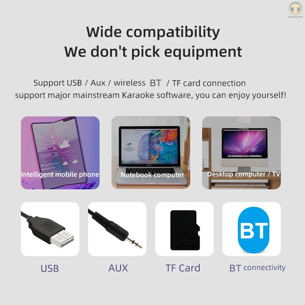Loa Bluetooth 5.0 Không Dây Có Đồng Hồ Báo Thức Hiển Thị Thời Gian / Thẻ Nhớ Usb / Tf / Fm Radio / Micro Cho Tv / Laptop / Pc