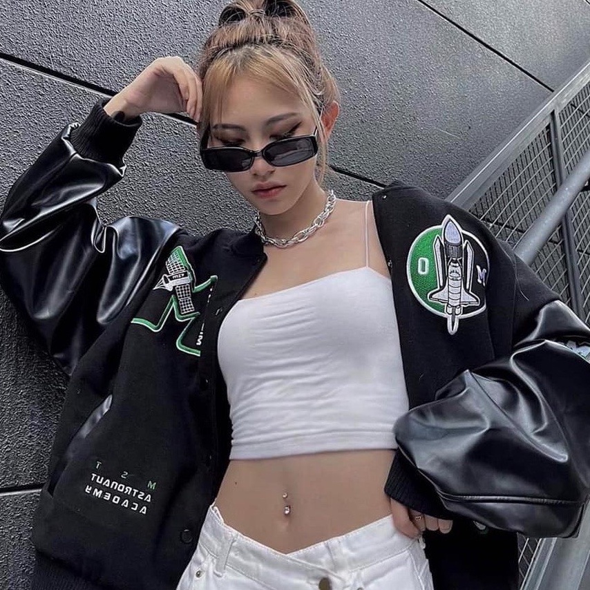 Áo Khoác Bomber Nỉ Thêu Chữ M Hot Trend