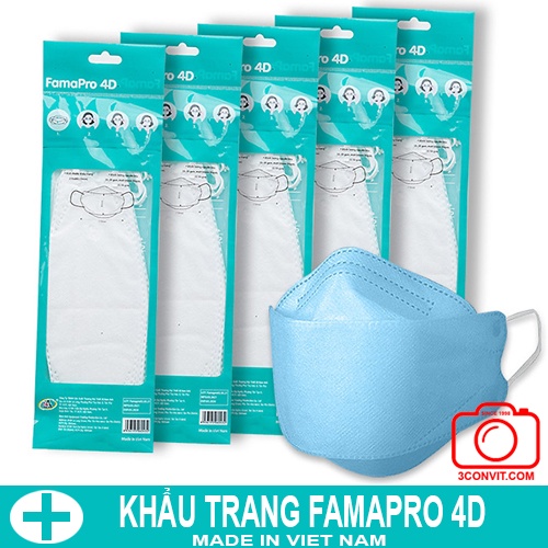 Túi 5 chiếc Khẩu trang Famapro 4D tiêu chuẩn KF94