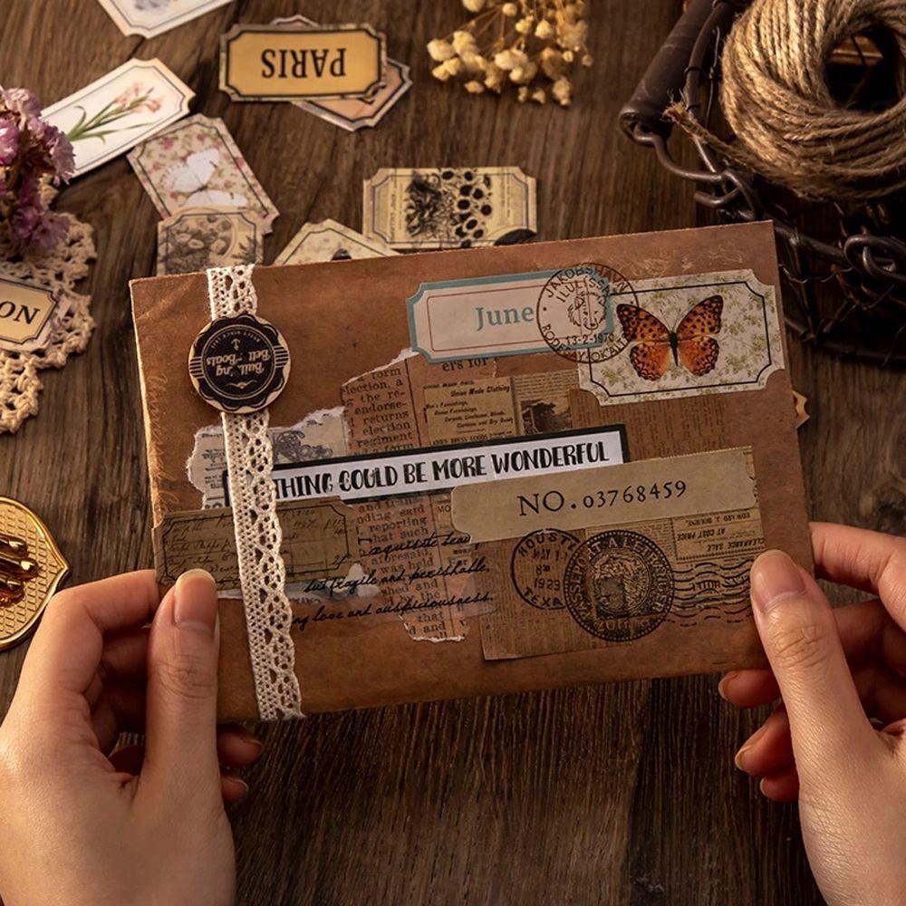 AUGUSTINA Set 30 Giấy Dán Ghi Chú DIY Họa Tiết Hành Lang Năm Mới Phong Cách Vintage Trang Trí Sổ Tay