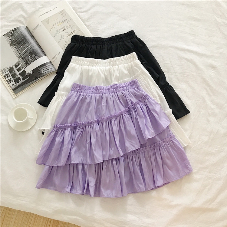 Chân váy IELGY lưng thun nhún bèo xếp ly nhiều tầng dễ thương thời trang cho nữ