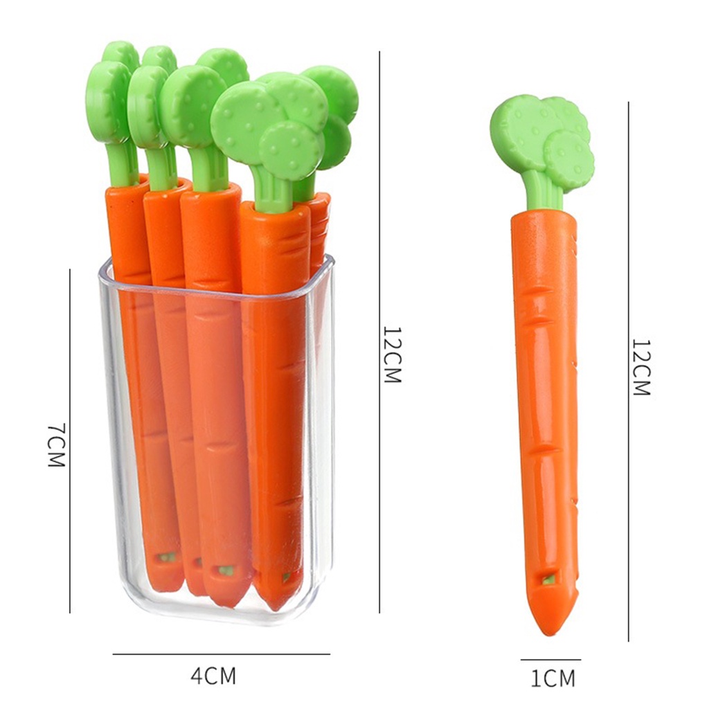 Set 5 kẹp túi thức ăn hình củ cà rốt dễ thương chống ẩm mốc có nam châm gắn tủ lạnh tiện dụng