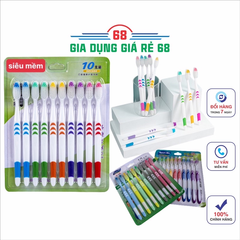 Vỉ 10 Bàn Chải Đánh Răng Chuyên Dụng Cho Người Lớn