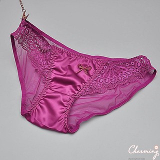 Quần lót ren lưới satin cao cấp (Đỏ mận) - QLHH0008