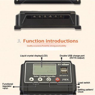 Bộ điều khiển sạc pin năng lượng mặt trời PWM 30A Suoer