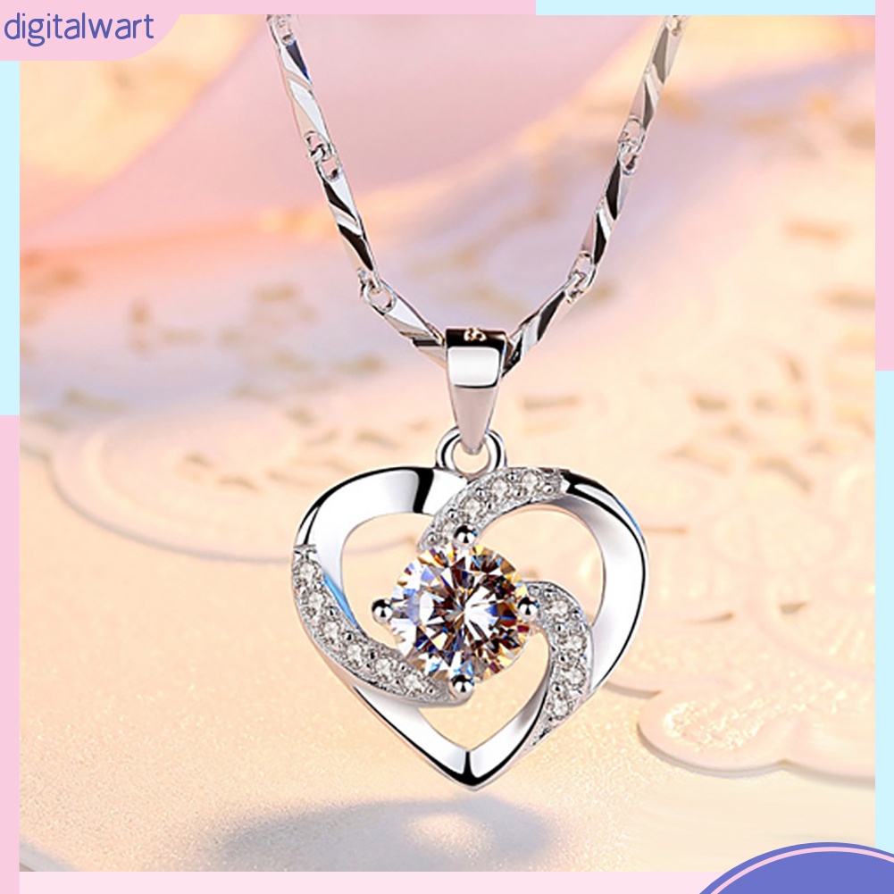 Mặt dây chuyền hình trái tim đính đá lấp lánh thanh lịch