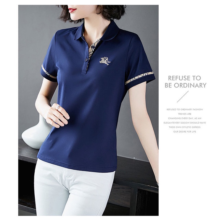 Áo Thun cotton Tay Ngắn Dáng Rộng plus size Thêu Họa Tiết Thời Trang Mùa Hè Cho Nữ Trung Niên