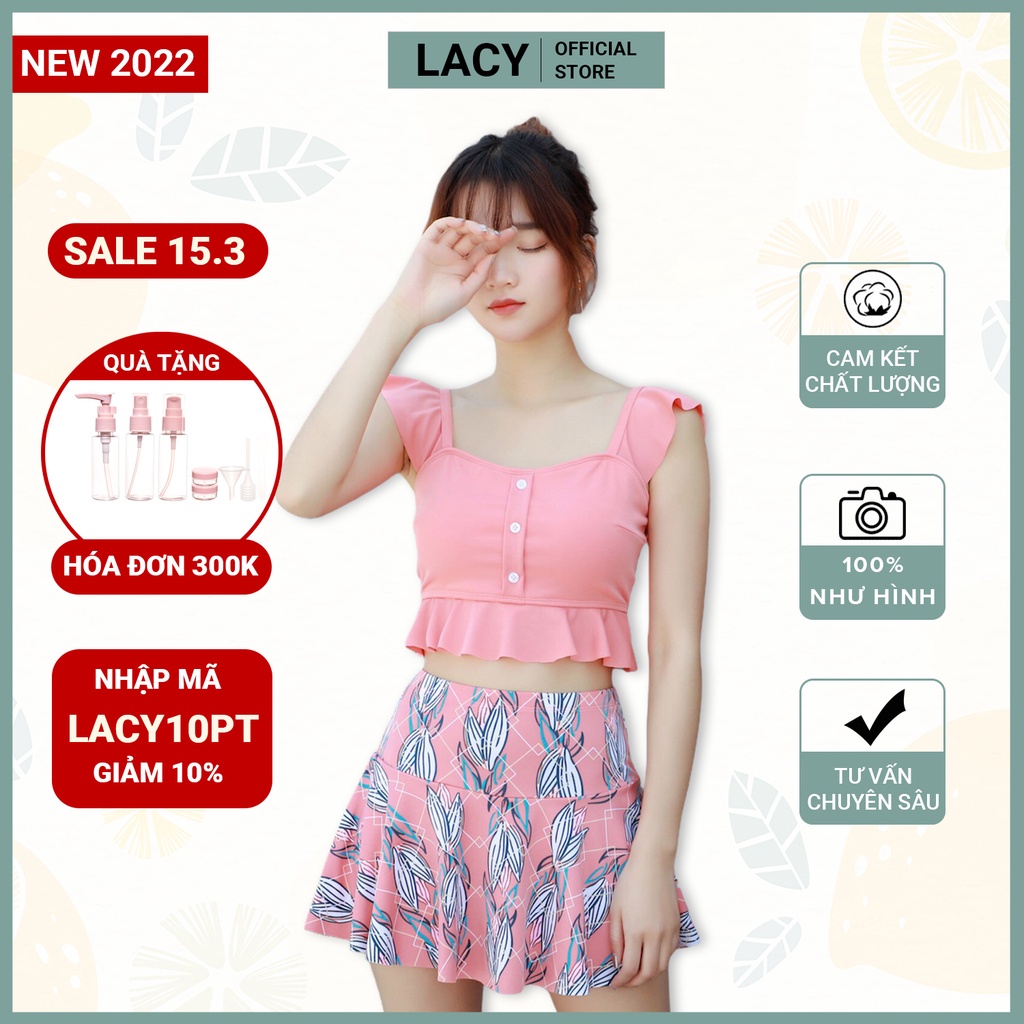 ❒☃Đồ Bơi Nữ 2 Mảnh Áo Có Đệm Quần Váy Đùi Mặc Đi Tắm Biển Mùa Hè Trẻ Trung B119 LACY