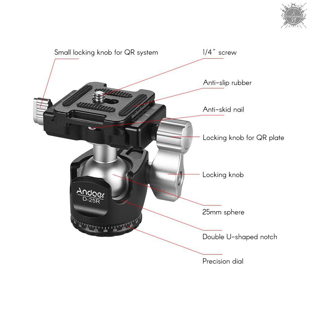 Đầu gắn máy ảnh Andoer D-25R Cnc Machi