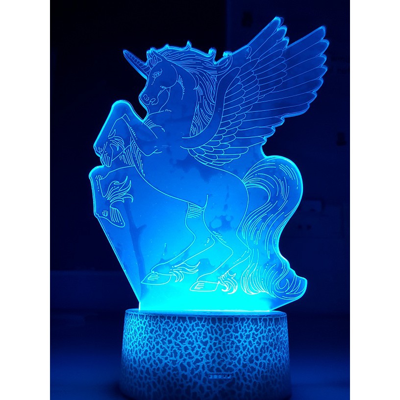 LED 3D cảm ứng 7 màu hình con ngựa
