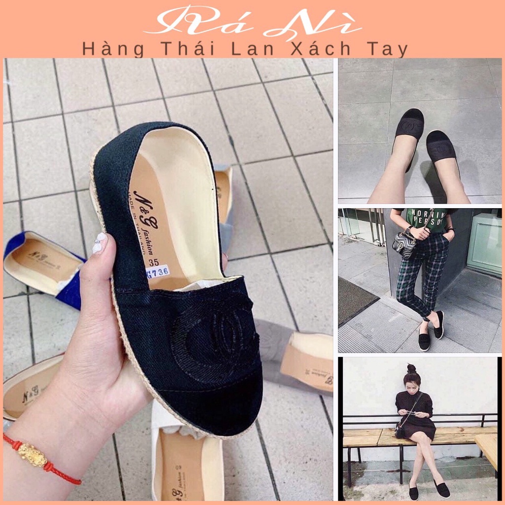 Giày Bệt Búp Bê Vải Đế Cói Thái Lan
