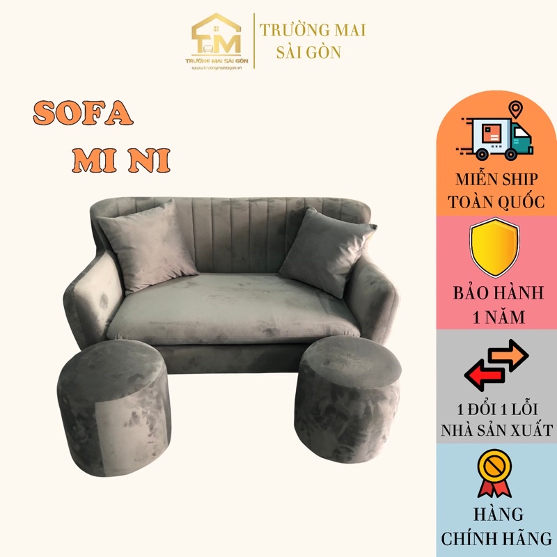 ghế sofa mini nhỏ cho bé 1m2x80 chất vải nhập khẩu mịn êm ái khung sườn gỗ tự nhiên chắc chắn Trường Mai Sài Gòn