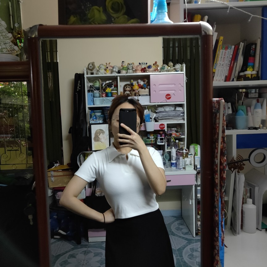 Áo croptop nữ tay ngắn có cổ KYUBY Polo croptop chất cotton