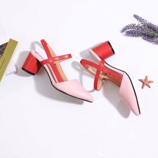 Giày Sandal 5cm Bít Mũi 4161 Màu Vàng