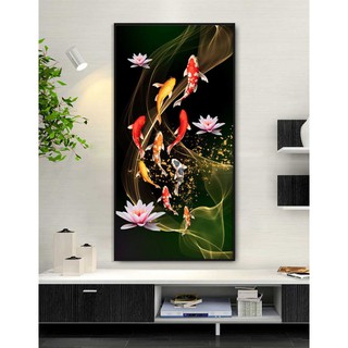 Tranh treo tường cửu ngư quần tụ THD34
