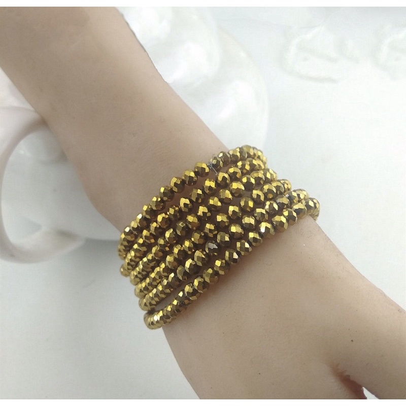 Hạt pha lê tròn góc cạnh 6mm dùng sâu vòng trang sức ( gói 100 viên )