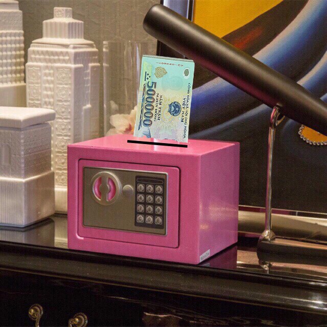 Két sắt mini màu hồng cute có khe bỏ tiền  nghỉ bán hết  Kprooo