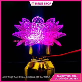 Đèn thờ hoa sen XOAY tròn hoặc ứng yên có đèn LED tự động đổi màu để bàn thờ Phật đèn thờ cúng [MRHTXOAY1]